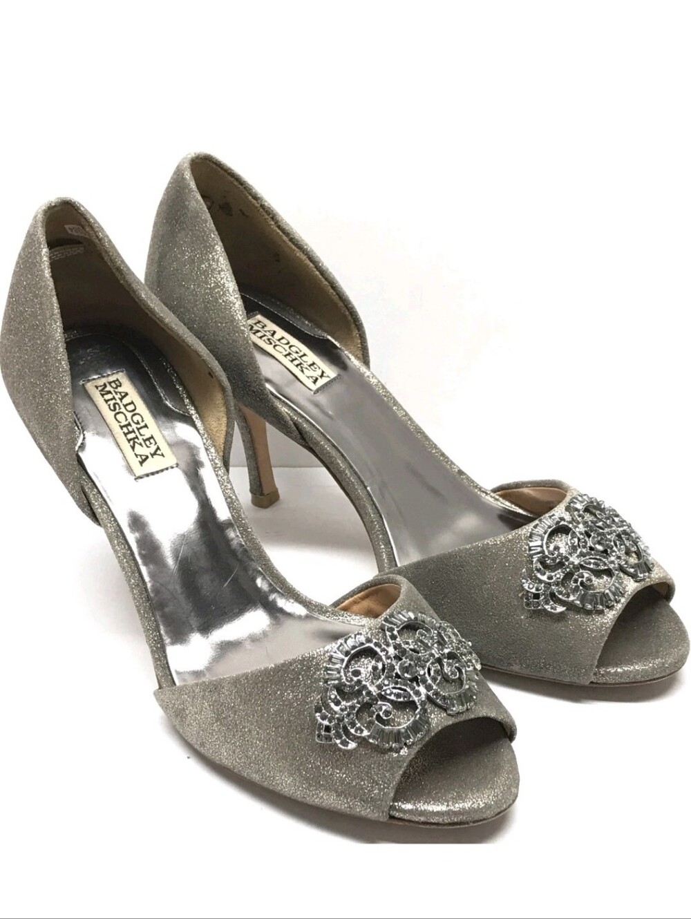 BADGLEY MISCHKA D' ORSAY Heels Rhinestone Size 9